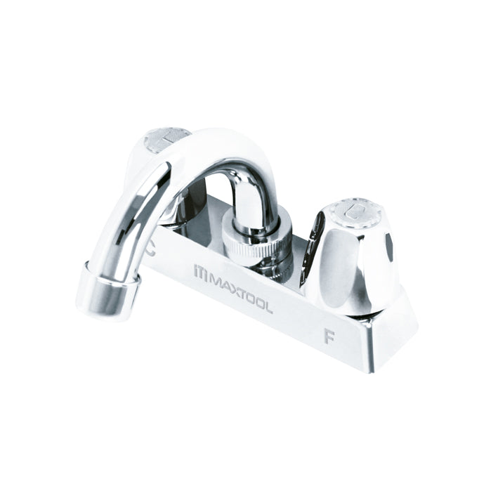 Mezcladora para lavabo 4" cuello curvo maneral tipo rombo, ABS y cuerpo laton