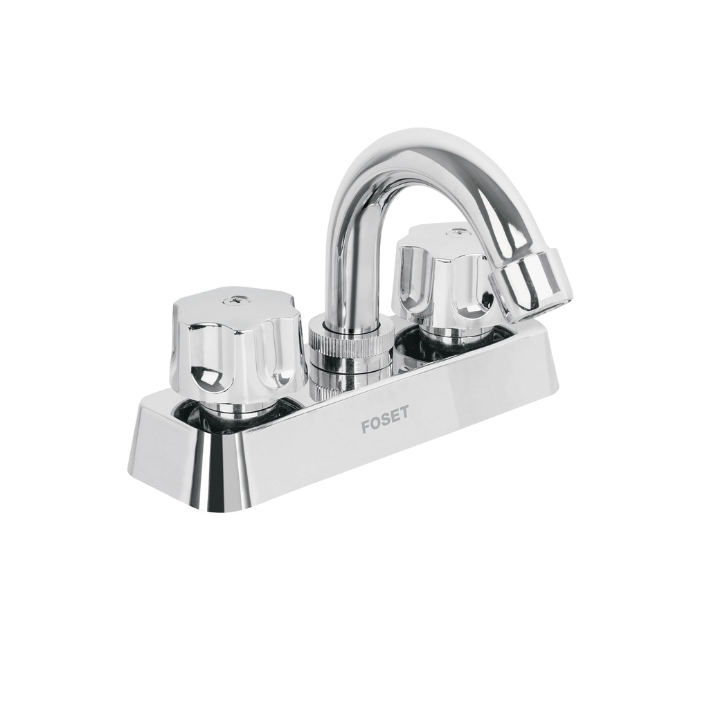 Mezcladora plástica 4' para lavabo, cuello curvo, hex Basic
