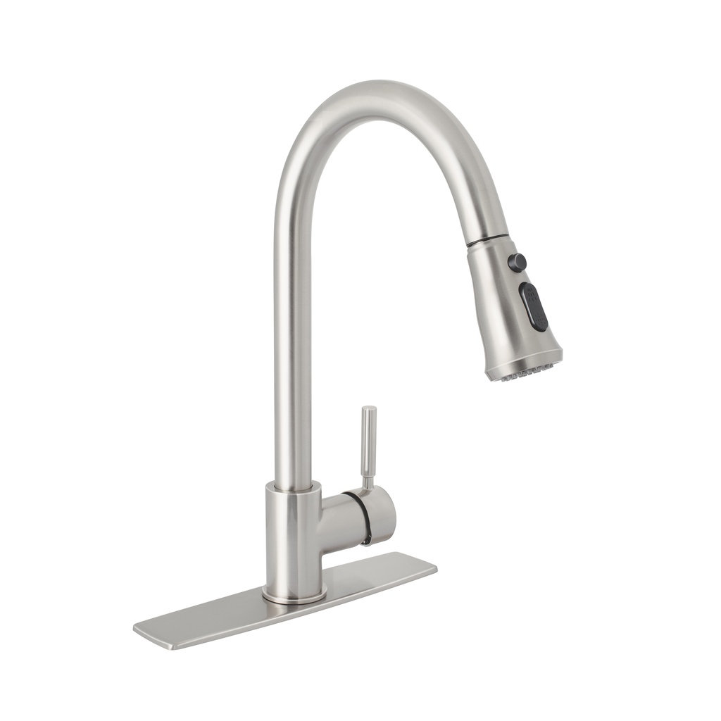 Monomando para fregadero, cuello extraible, satín, Tubig