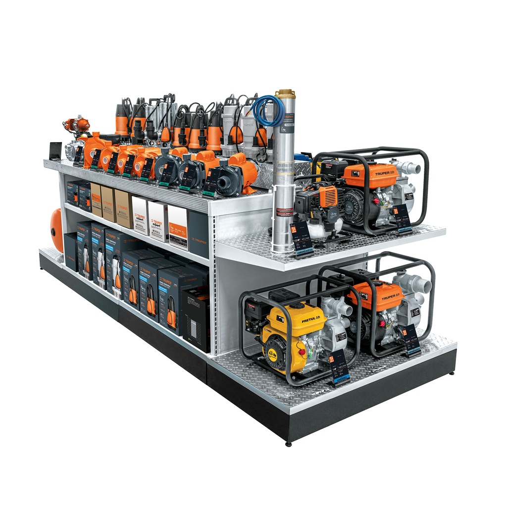 Mueble exhibidor de bombas de agua, Truper
