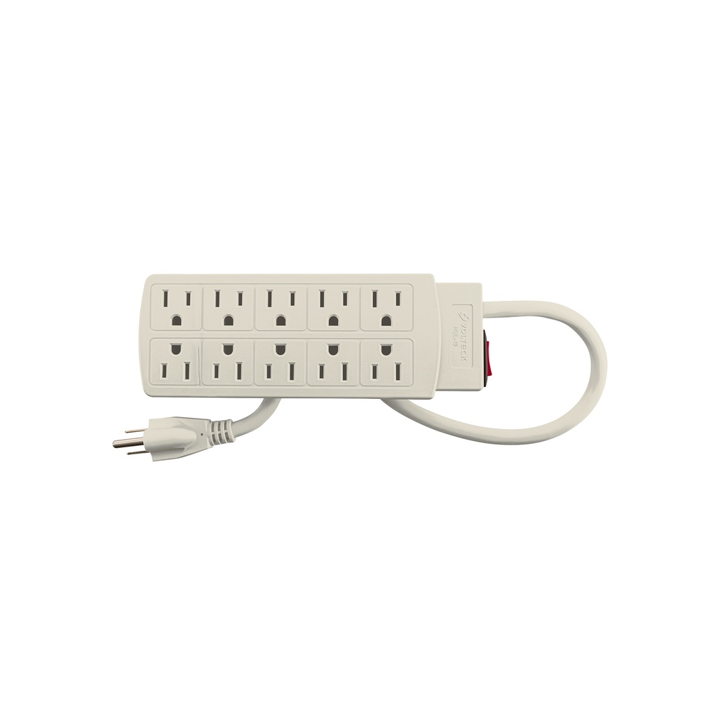 Multicontacto 14 AWG uso rudo con 10 entradas, Volteck