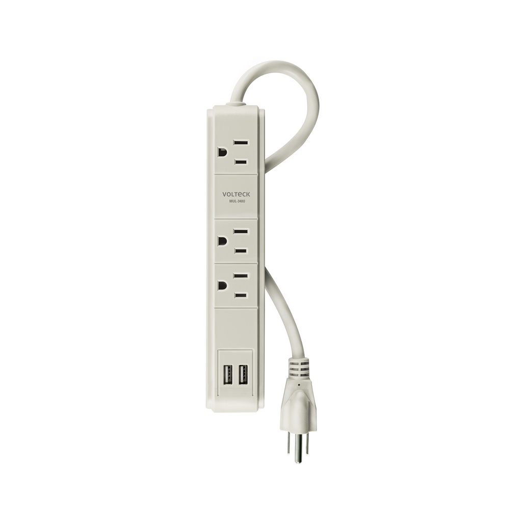 Multicontacto 16 AWG 3 entradas 2 puertos USB supresor 300 J - Pag 424