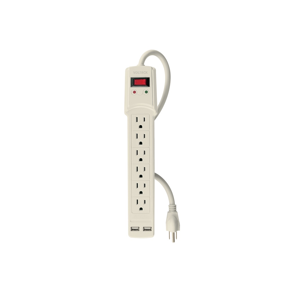 Multicontacto 16 AWG 6 entradas 2 ptos. USB sup. 150J marfil - Pag 424