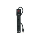 Multicontacto 16 AWG 6 entradas 2 ptos. USB sup. 150J, negro