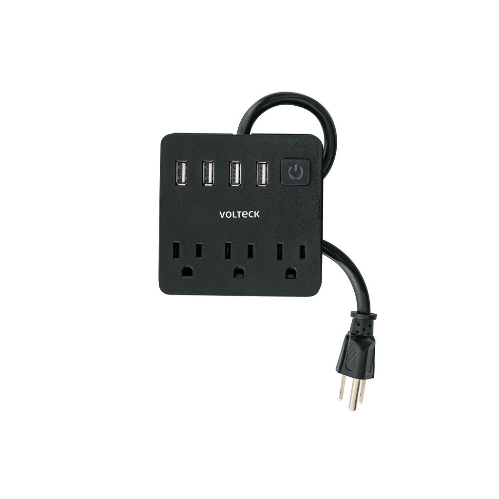 Multicontacto 16 AWG doméstico, 3 entradas 4 ptos USB, negro - Pag 424