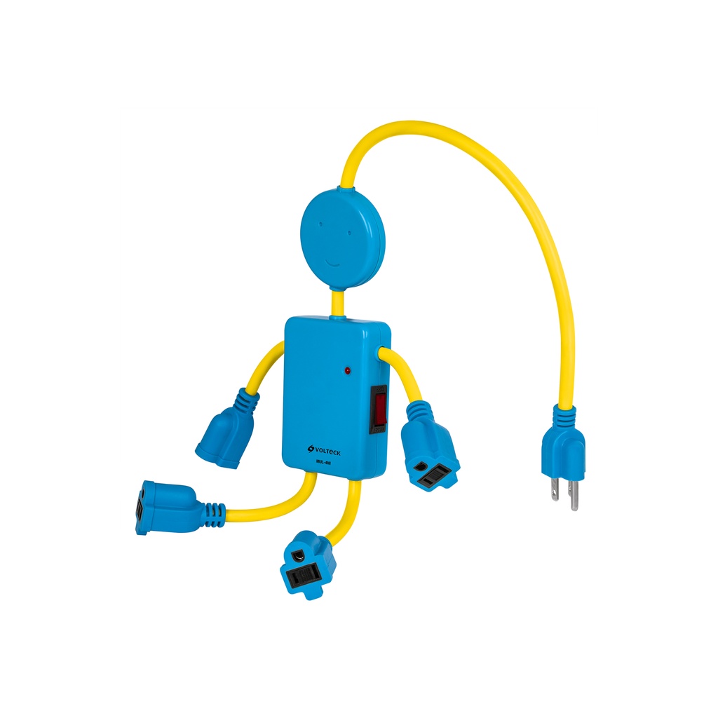 Multicontacto 16 AWG figura de niño con 4 entradas, Volteck - Pag 425