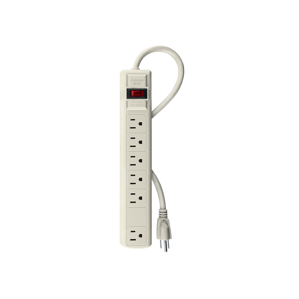 Multicontacto 16 AWG uso rudo con 6 entradas, Volteck