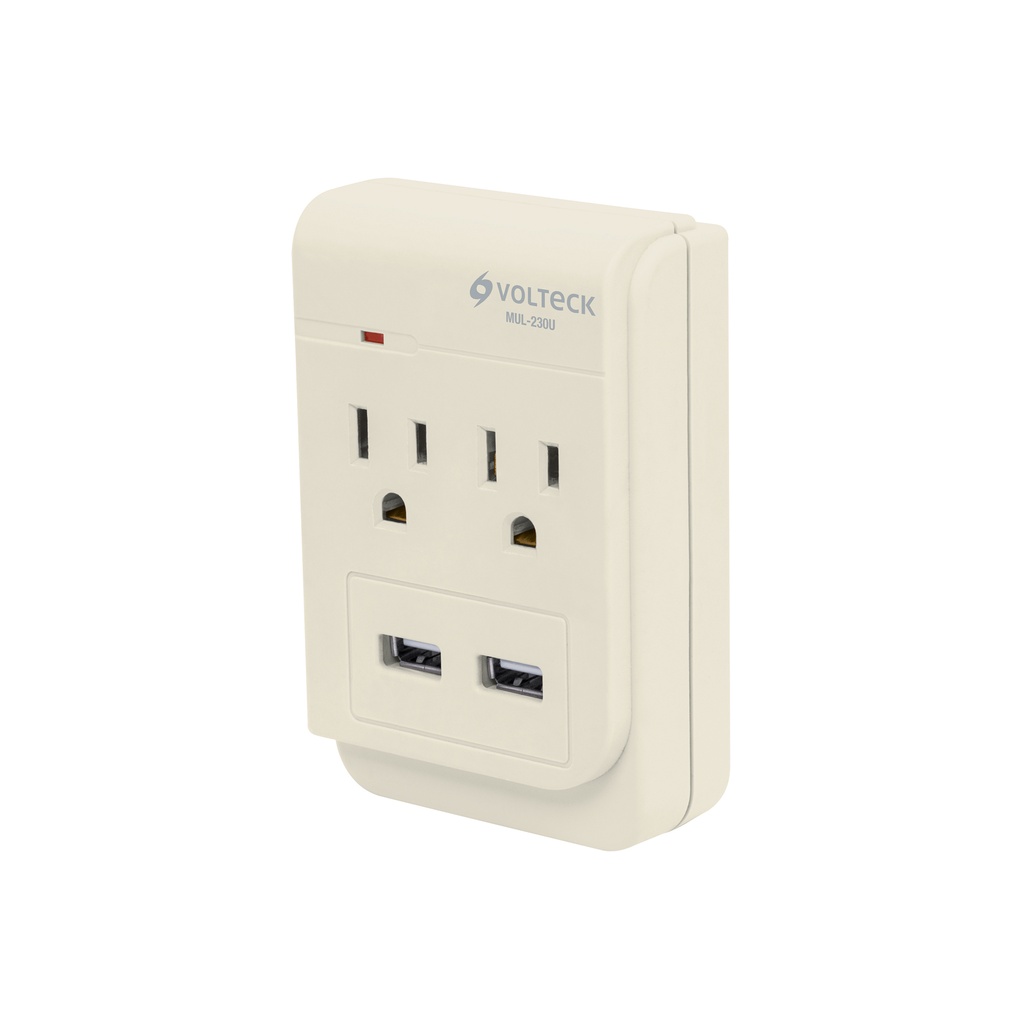 Multicontacto, 2 entradas,con 2 entradas USB, aterrizado