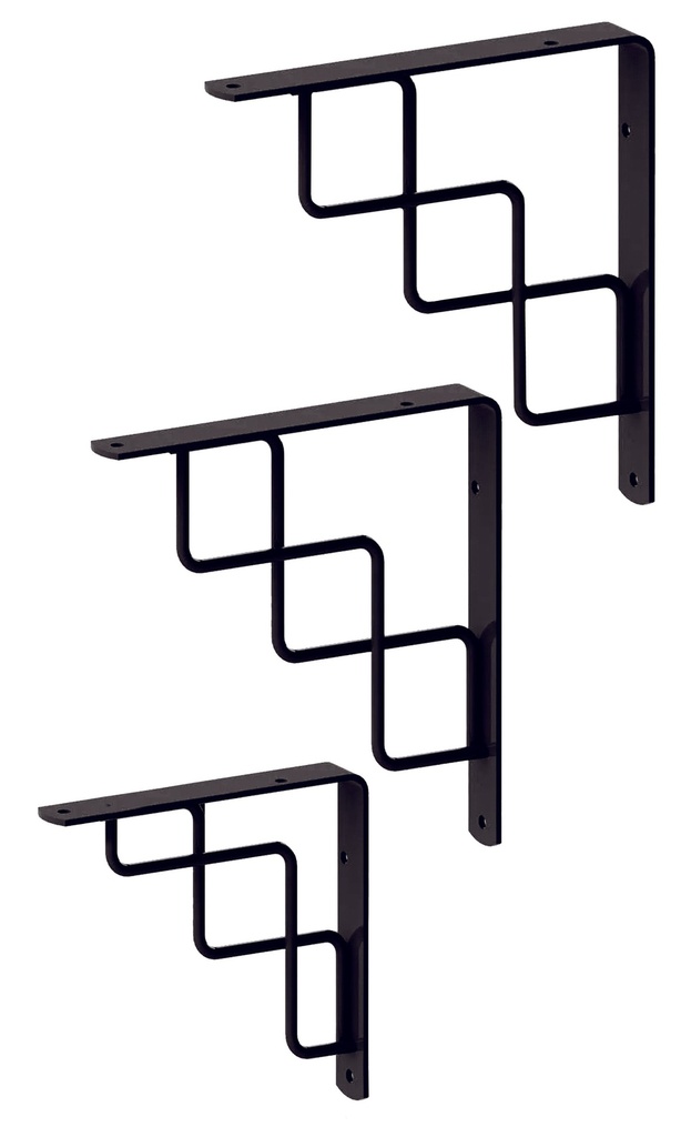 Ménsula de acero escalera 200 x 200 mm - color negro