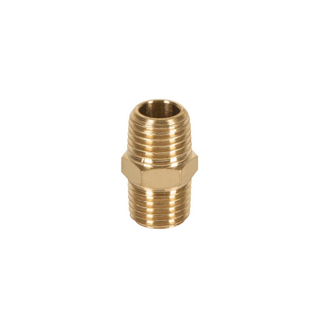 Niple de latón, tipo FF, cuerda 1/4 NPT, Truper