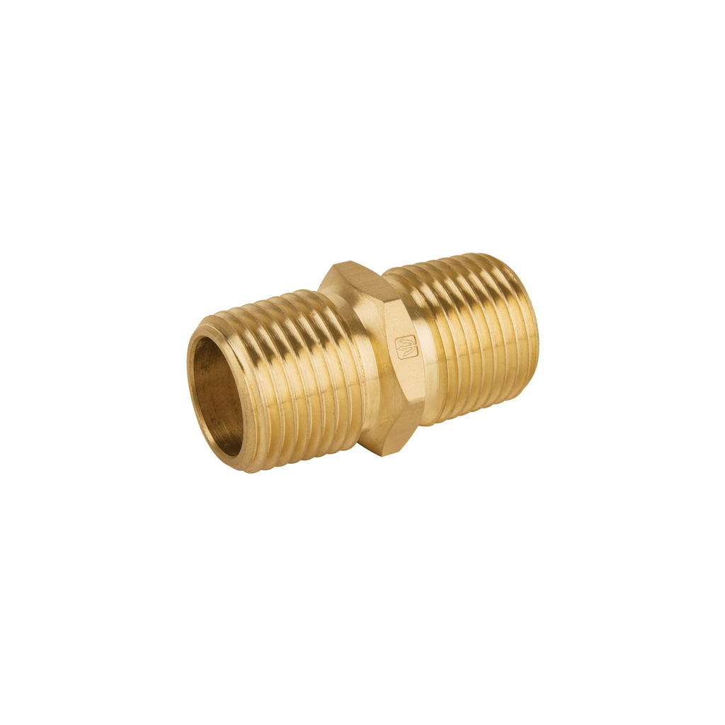 Niple unión NPT de latón, 1/2' con tuerca hexagonal, Foset
