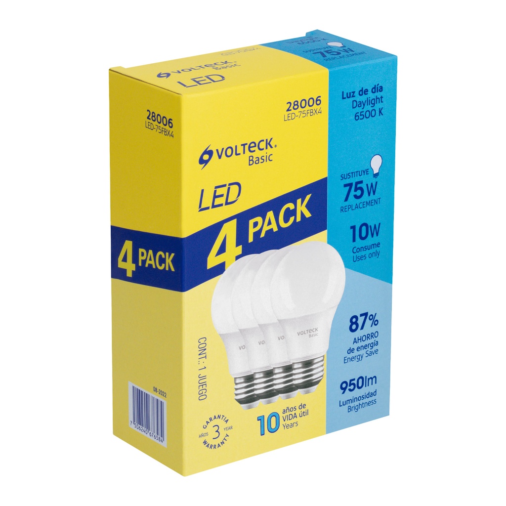 Pack de 4 lámparas LED A19 10 W (equiv. 75 W), luz de día - Pag 443