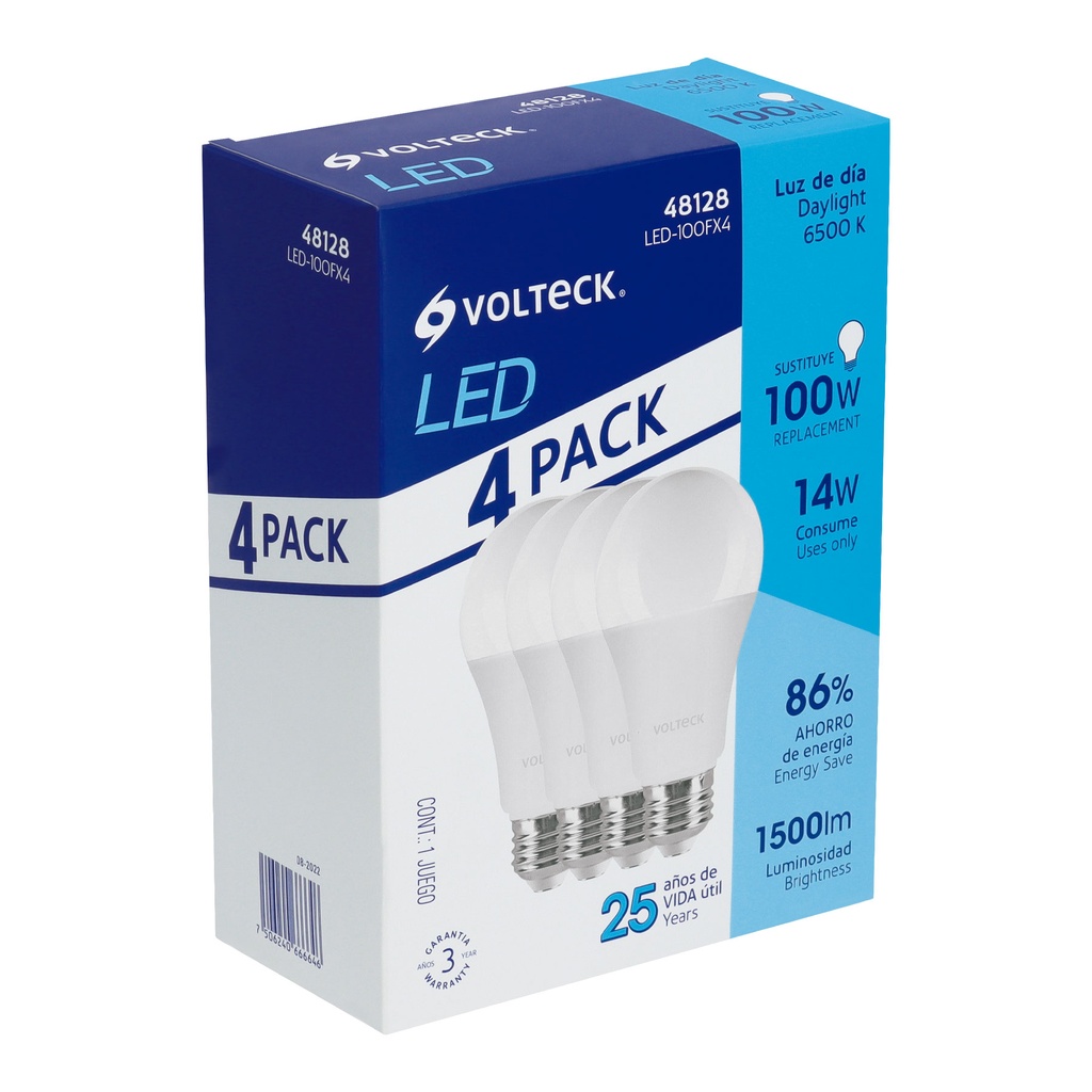 Pack de 4 lámparas LED A19 14 W (equiv. 100 W), luz de día - Pag 443