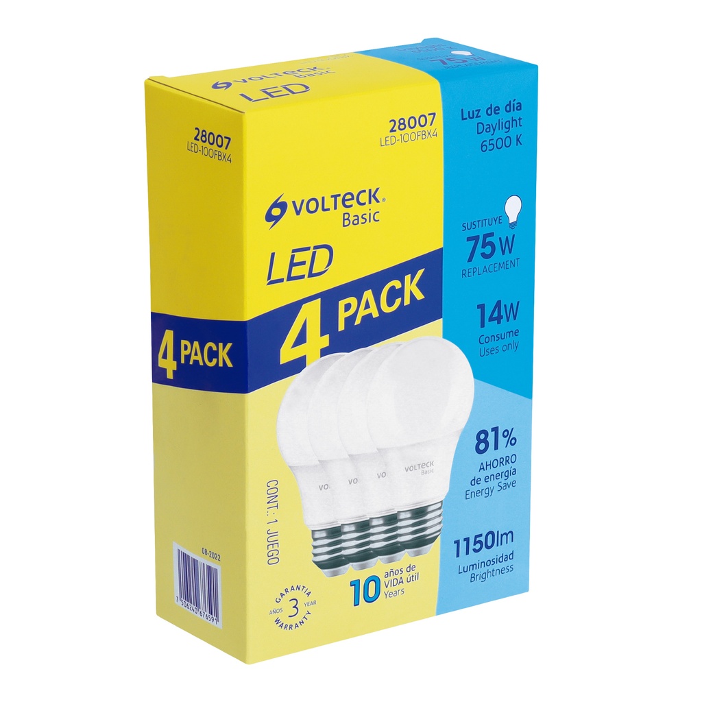 Pack de 4 lámparas LED A19 14 W (equiv. 75 W), luz de día - Pag 443