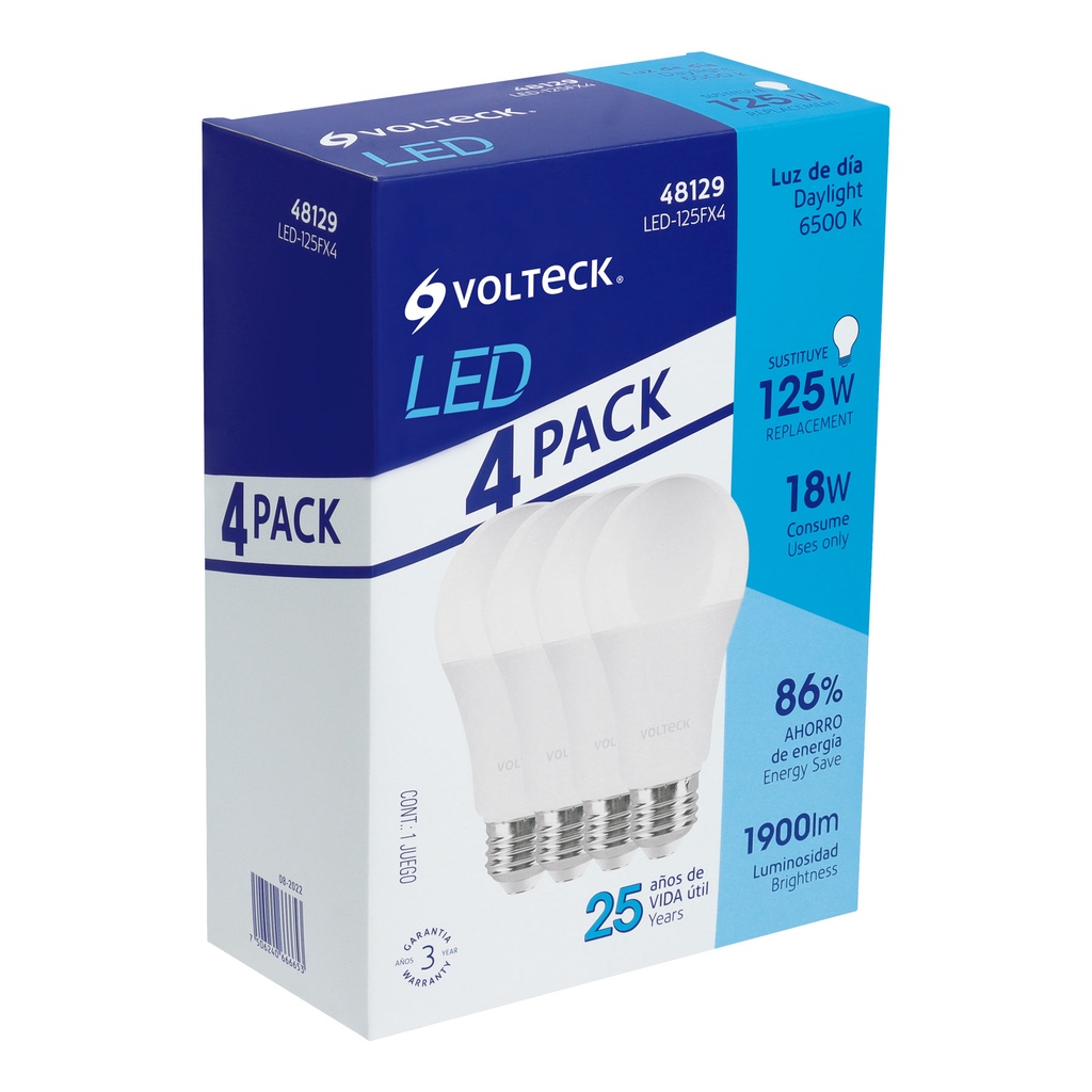 Pack de 4 lámparas LED A19 18 W (equiv. 125 W), luz de día - Pag 443