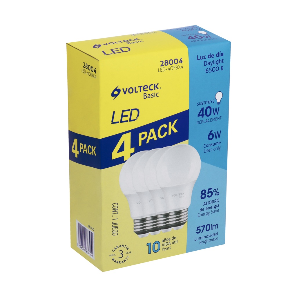 Pack de 4 lámparas LED A19 6 W (equiv. 40 W), luz de día - Pag 443