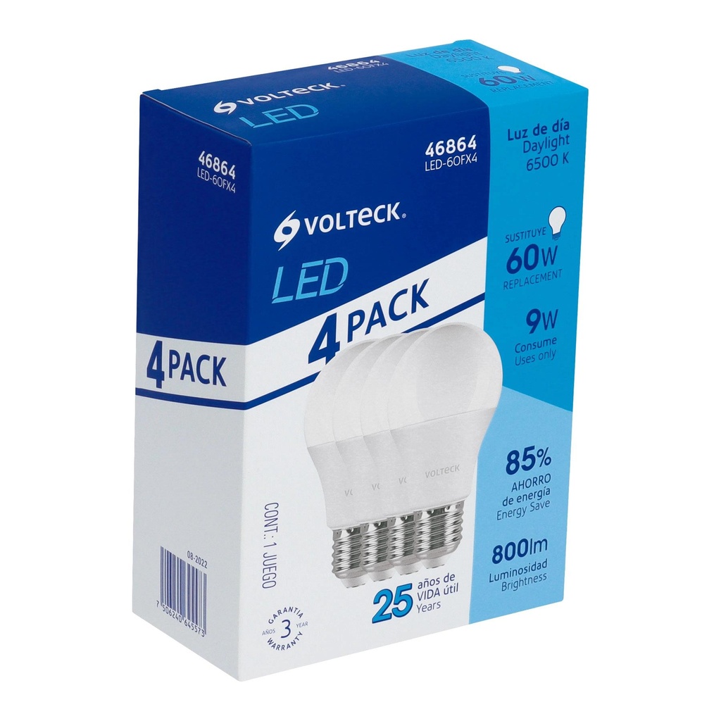 Pack de 4 lámparas LED A19 9 W (equiv. 60 W), luz de día - Pag 583