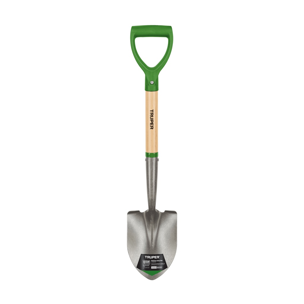 Pala cajuelera redonda, puño 'D' mango de madera, Truper