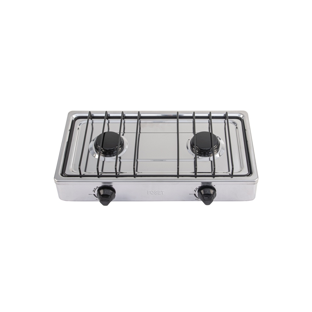 Parrilla de gas de sobreponer 2 quemadores, inox, Foset