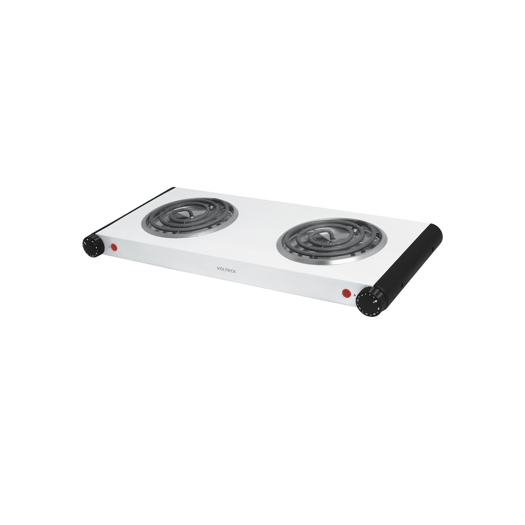 Parrilla eléctrica de doble resistencia, blanca, Volteck
