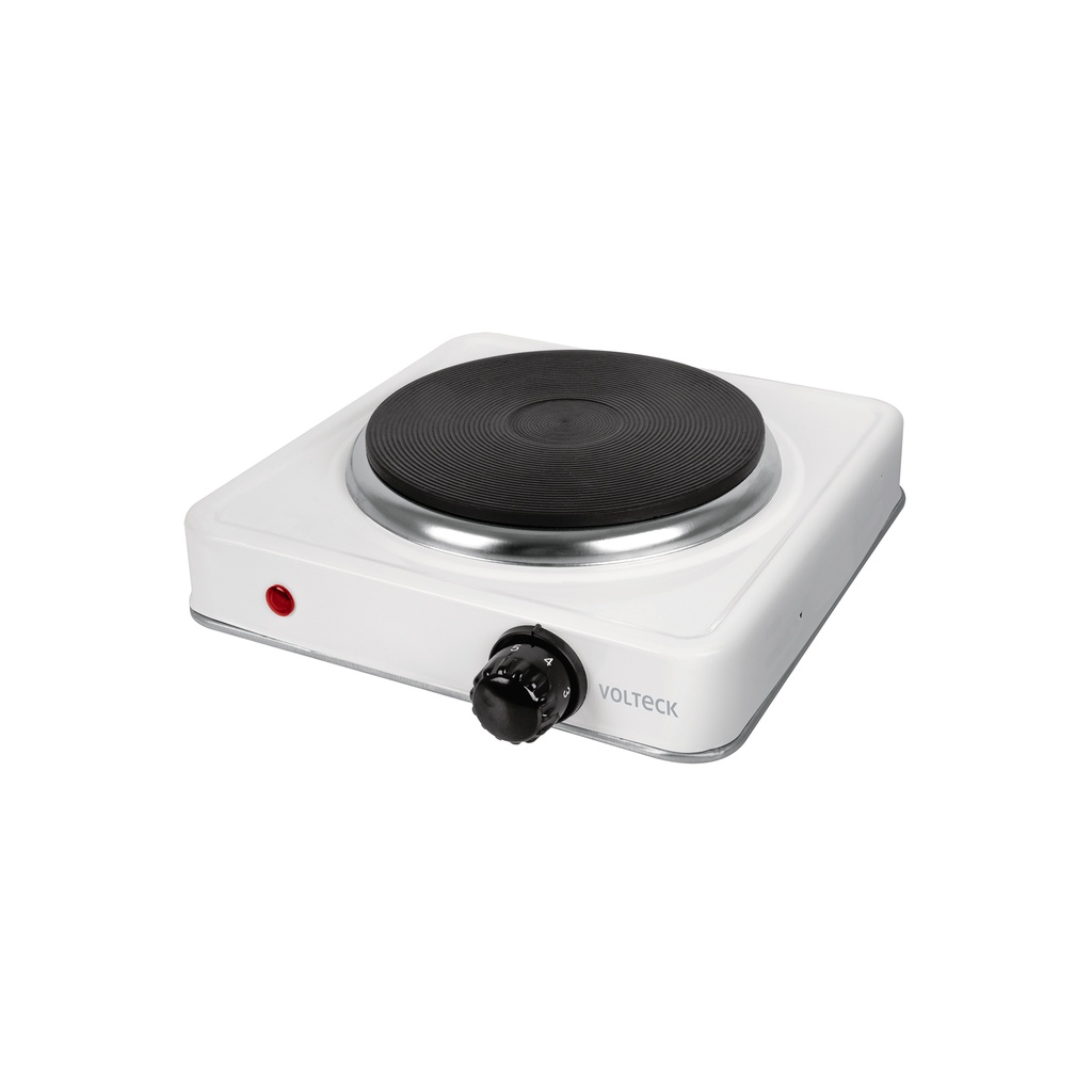 Parrilla eléctrica quemador tipo disco, blanca, Volteck