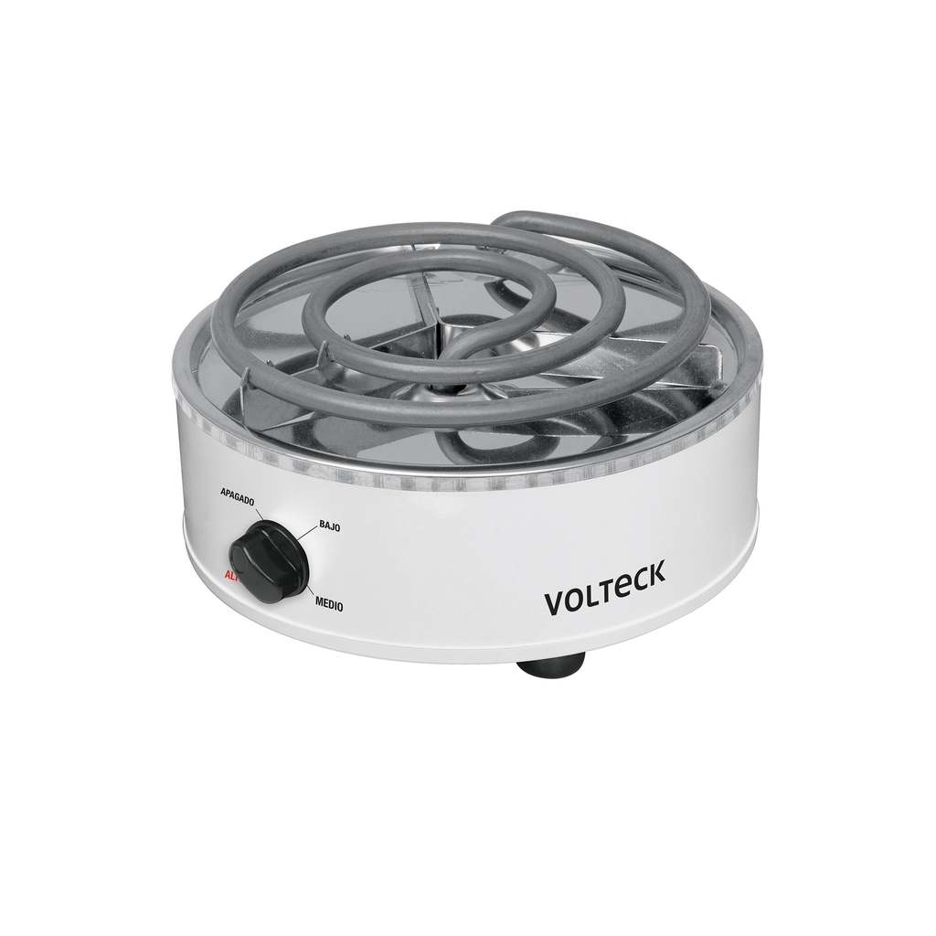 Parrilla eléctrica redonda de resistencia, blanca, Volteck