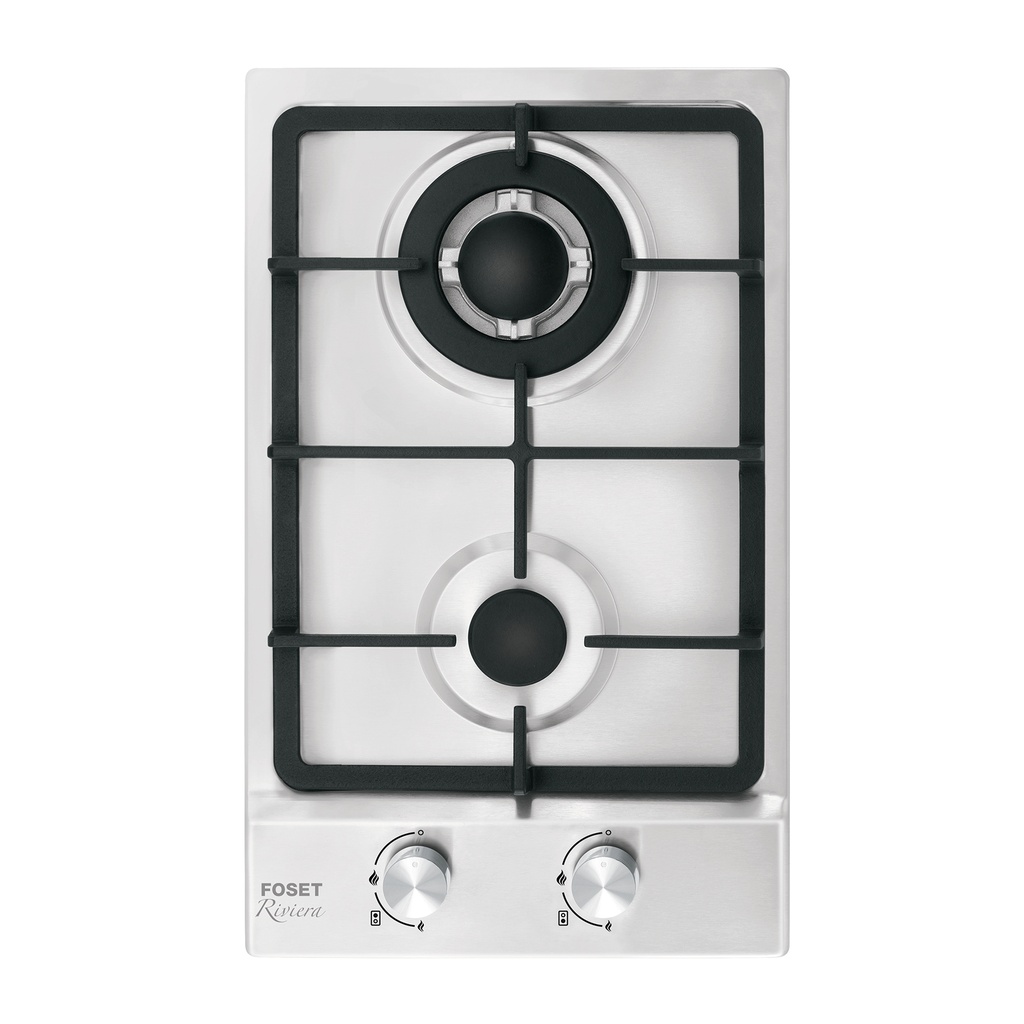 Parrilla gas empotrable 30cm, 2 quem, acero inox, Riviera