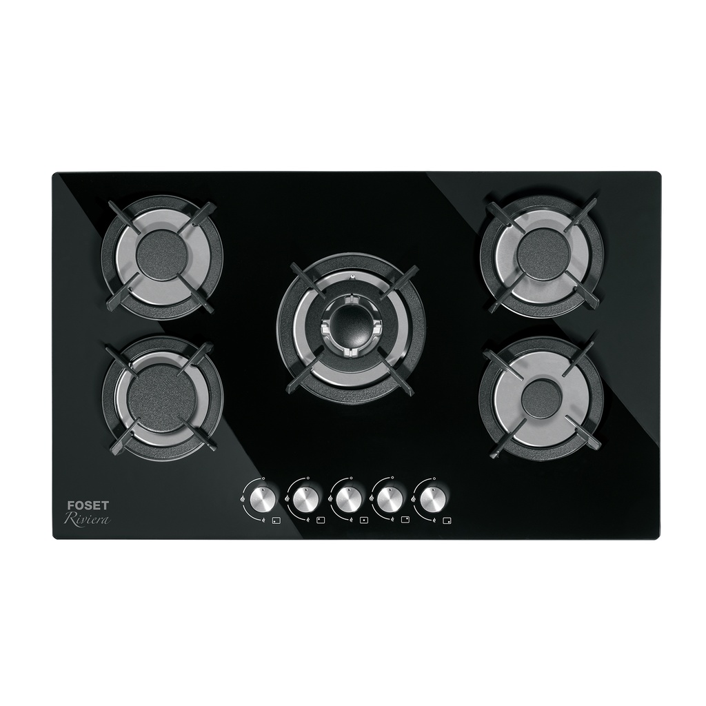 Parrilla gas empotrable 90cm, 5 quem, vidrio negro, Riviera - Pag 544