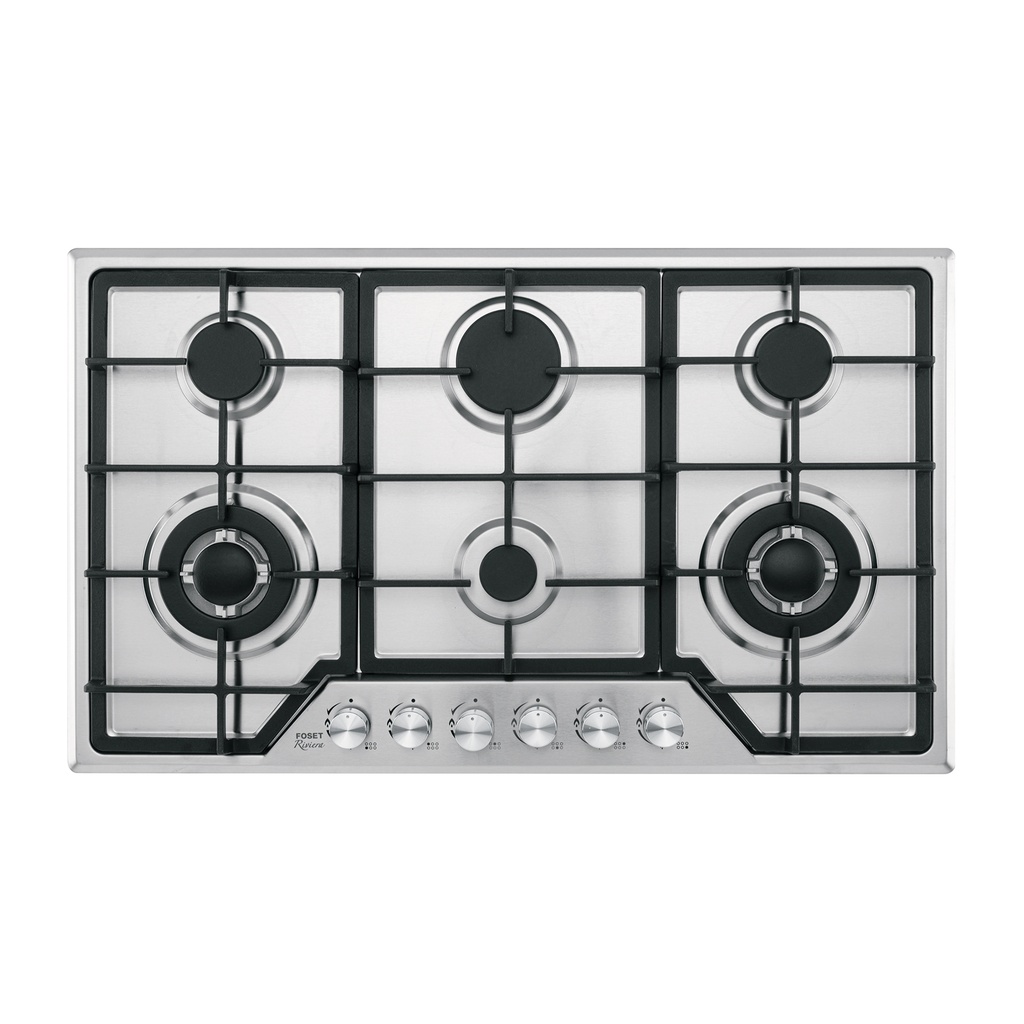 Parrilla gas empotrable 90cm, 6 quem, acero inox, Riviera