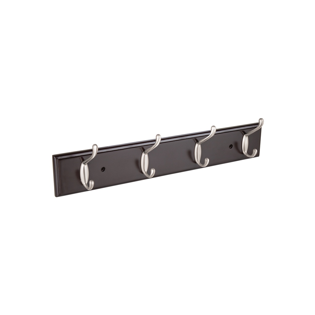 Perchero negro para pared con 4 ganchos satinados, Hermex
