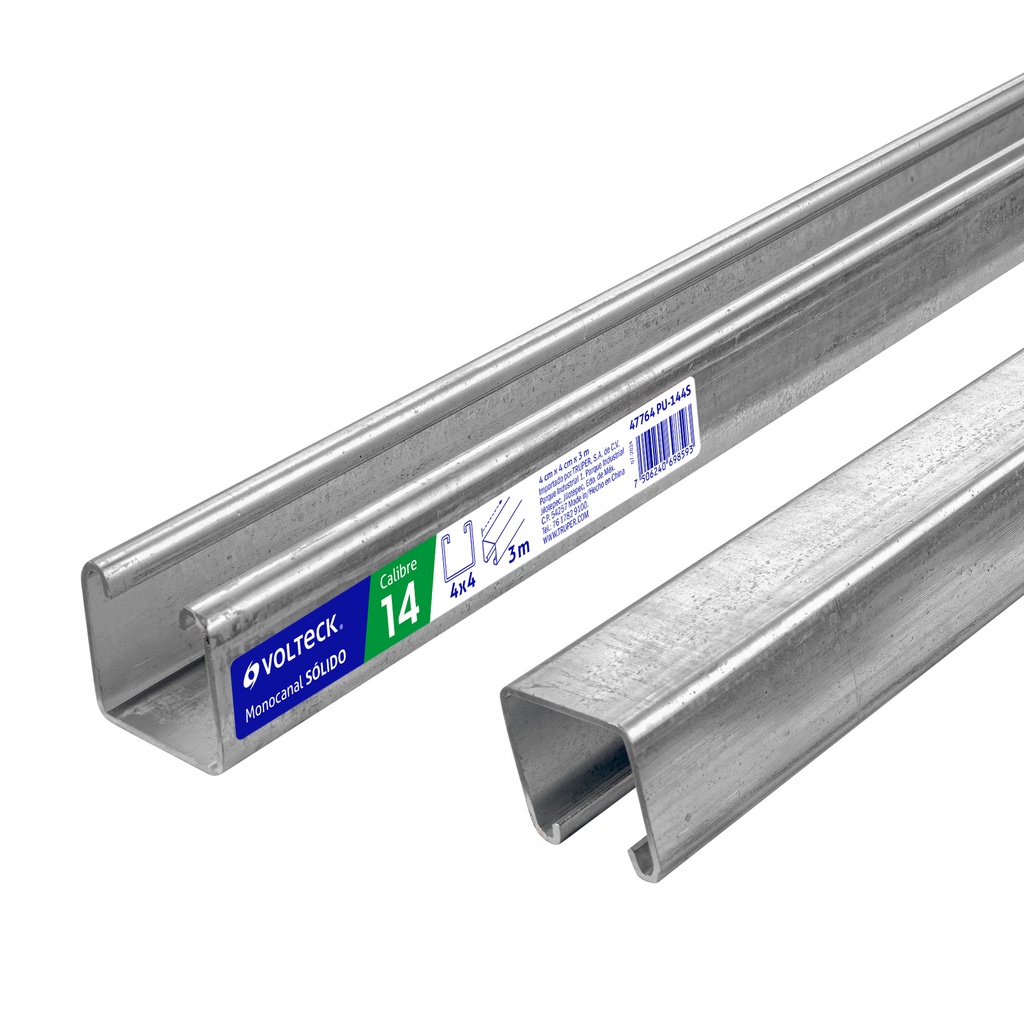 Perfil unicanal sólido de 3 m, 4 x 4 cm, calibre 14, Volteck - Pag 434
