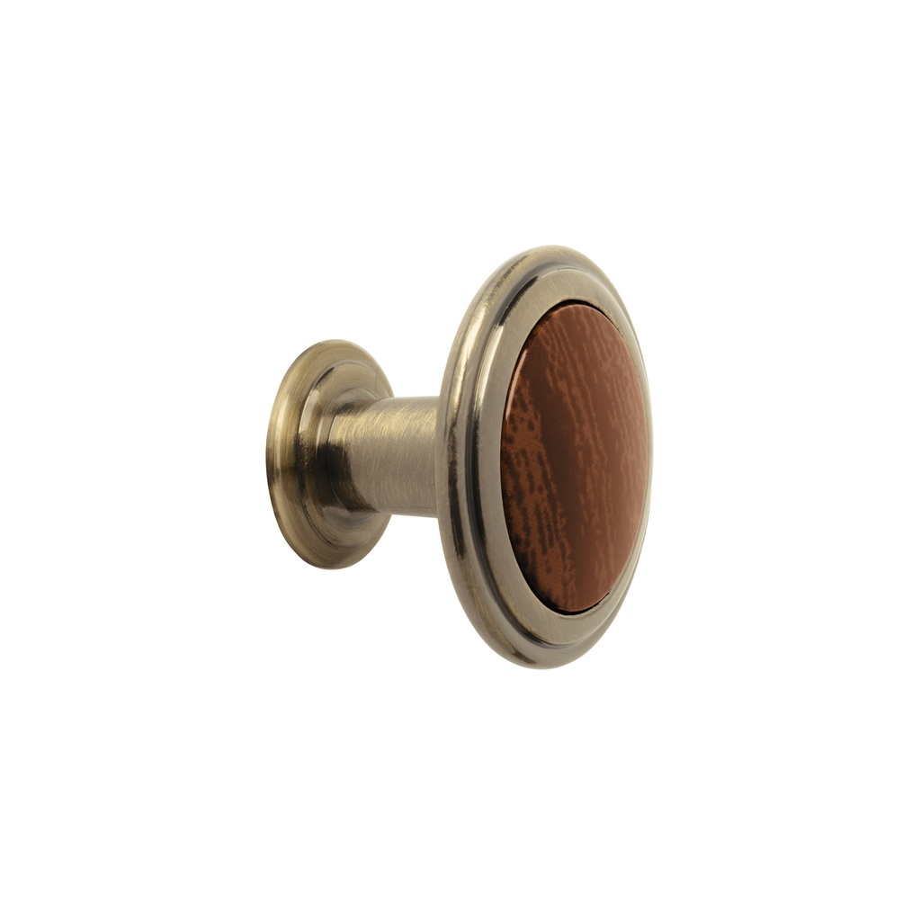 Perilla acabado latón antiguo con inserto tipo madera