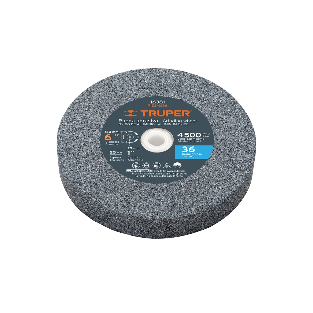 [T16381] Piedra para esmeril 6 X 1' óxido de aluminio, grano 36