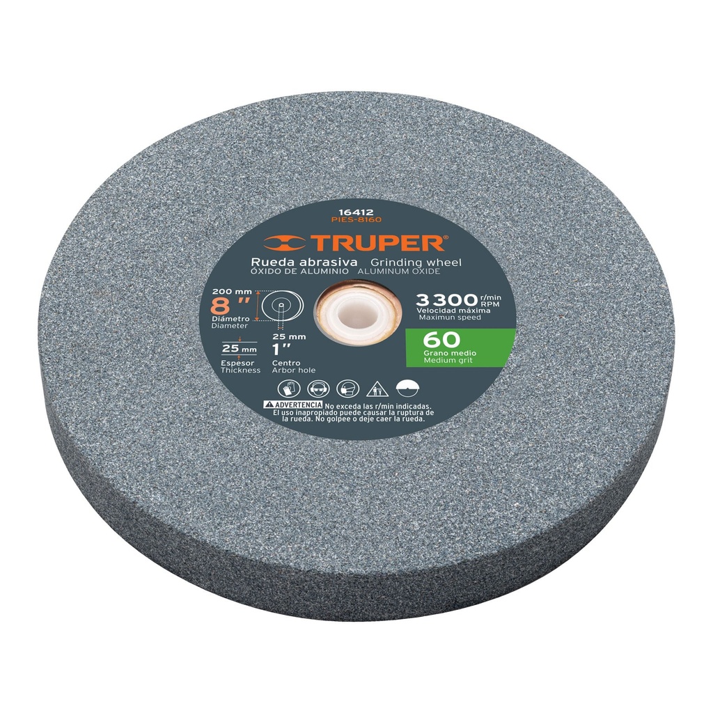 [T16412] Piedra para esmeril 8 X 1' óxido de aluminio, grano 60 - Pag 146