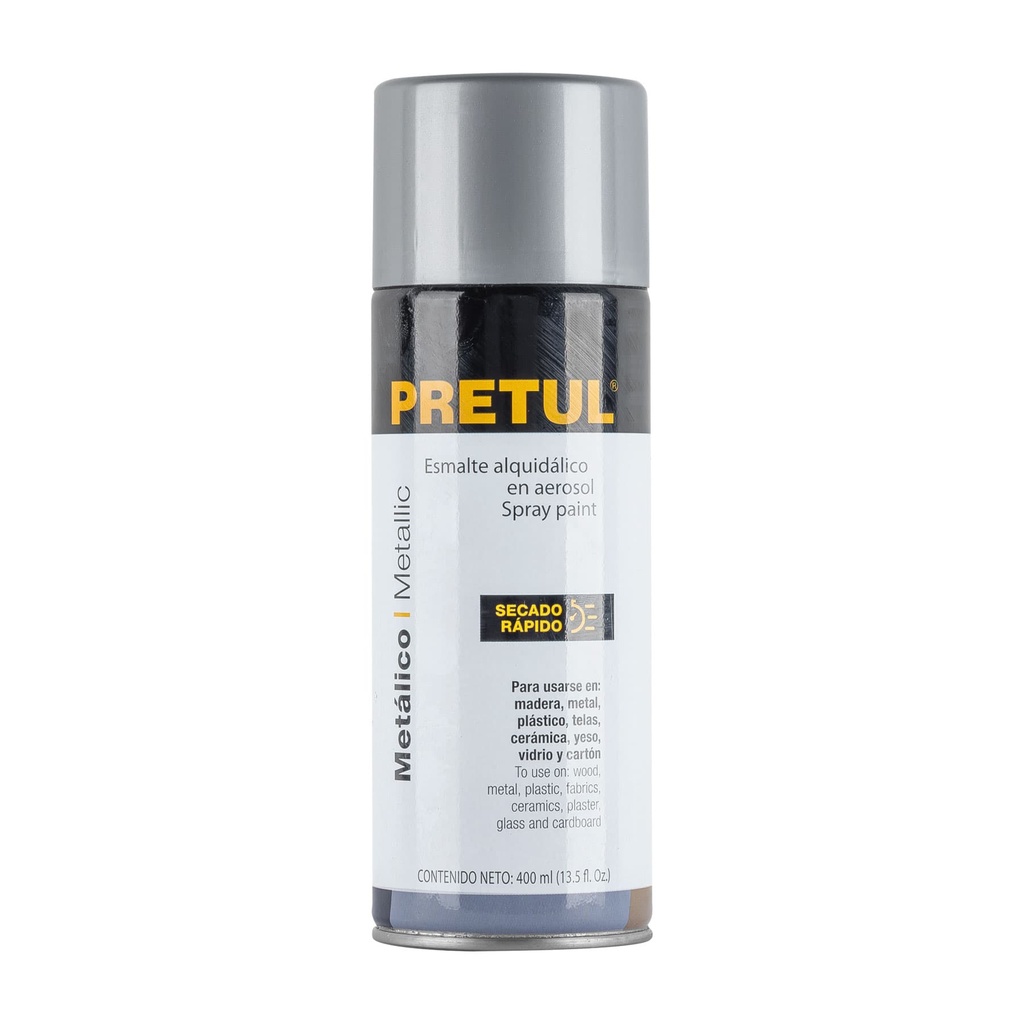 [T27174] Pintura en aerosol metálica, plata ,400ml, Pretul