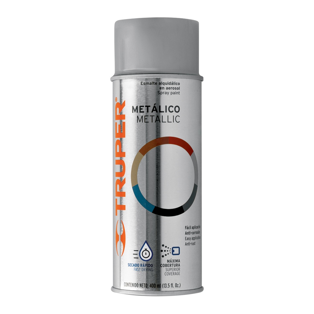 [T102843] Pintura en aerosol, plata metálico, bote tradicional, 400 ml