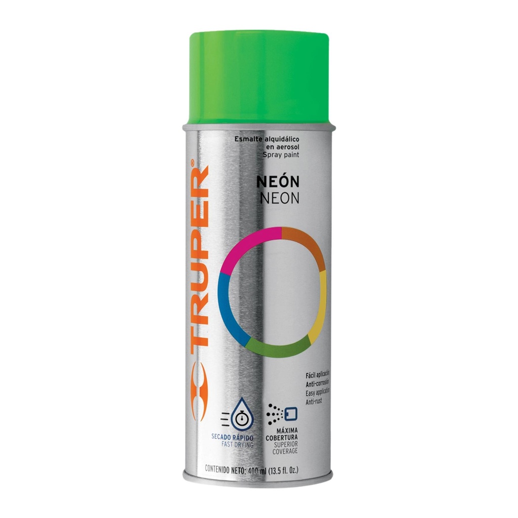 Pintura en aerosol, verde neón, bote tradicional, 400 ml