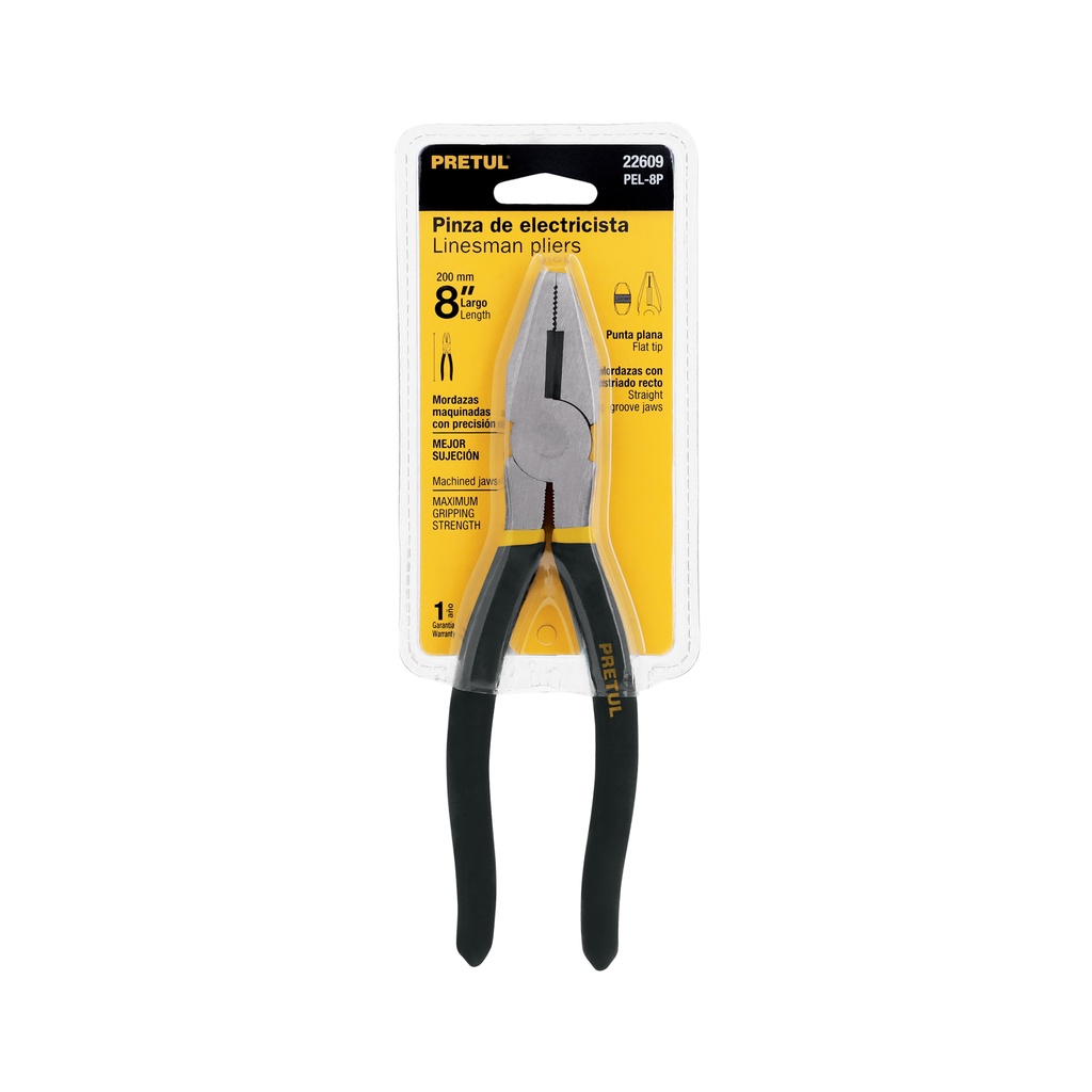 Pinza para electricista 8' mango de vinil, Pretul