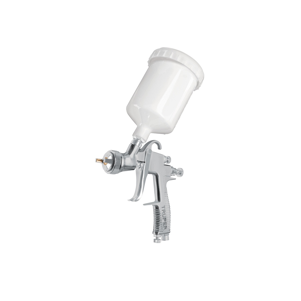 Pistola p/pintar gravedad LVLP vaso plástico, 1.4 mm, Truper
