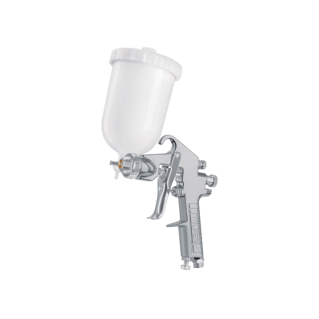 Pistola p/pintar gravedad LVMP vaso plástico, 2 mm, Truper