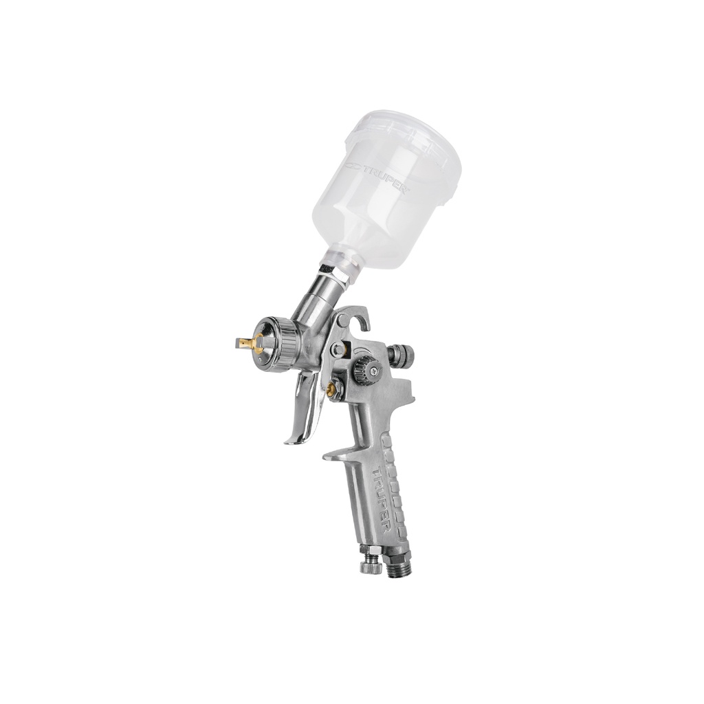[T11097] Pistola p/retoque gravedad HVLP vaso plástico, 1 mm, Truper