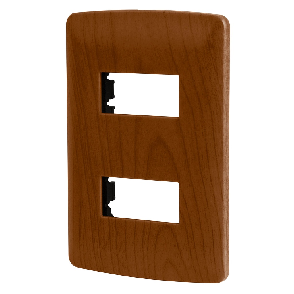 [T46393] Placa 2 módulos de ABS, línea Italiana, acabado madera