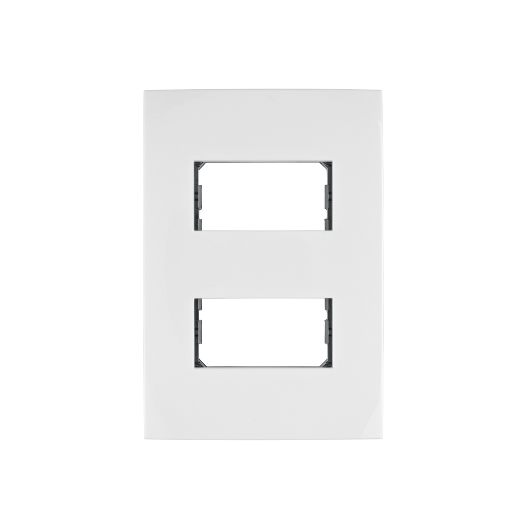 Placa 2 módulos de ABS, línea Oslo, color blanco, Volteck