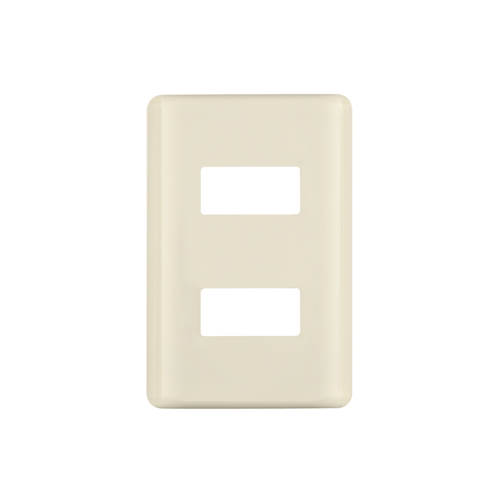 Placa 2 módulos, marfil, línea Volteck Basic