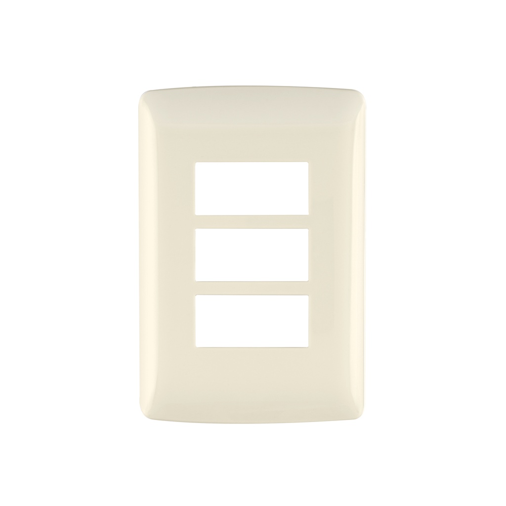 Placa 3 módulos de ABS, línea Italiana, color marfil