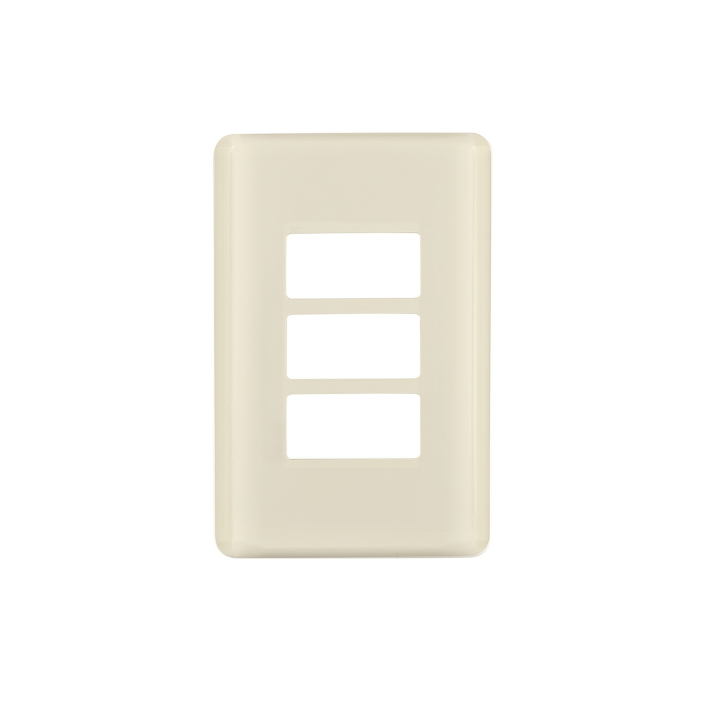 Placa 3 módulos, marfil, línea Volteck Basic