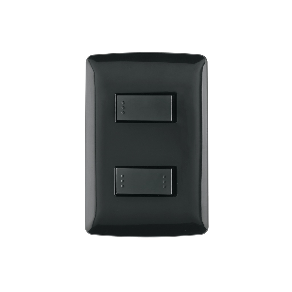 Placa armada 1 interruptor 1 escalera, negro, línea Italiana - Pag 522