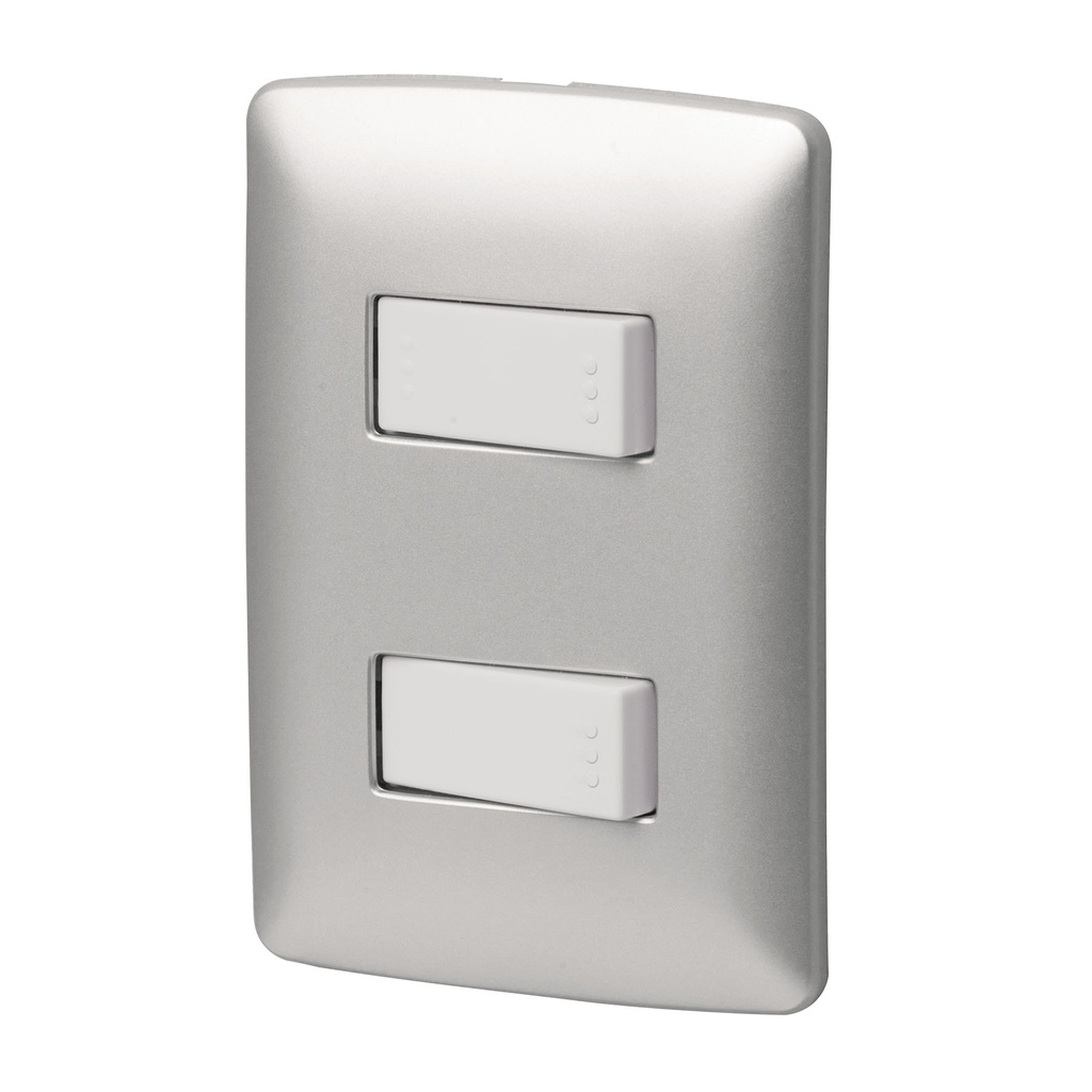 [T46481] Placa armada 1 interruptor 1 escalera, plata, línea Italiana