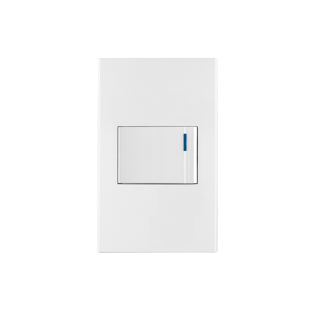 Placa armada 1 interruptor de 3vías, 1.5mód, Española,blanco