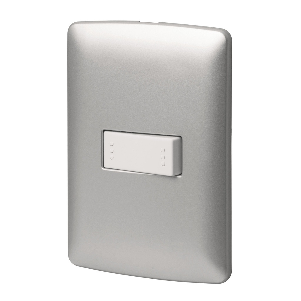 Placa armada 1 interruptor escalera plata, línea Italiana